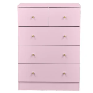 Macaron powder, particleboard with melamine veneer, 66*40*91cm, 3+2 drawer cabinet, matte gold handles