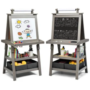3-in-1 Double-Sided Storage Art Easel Gray