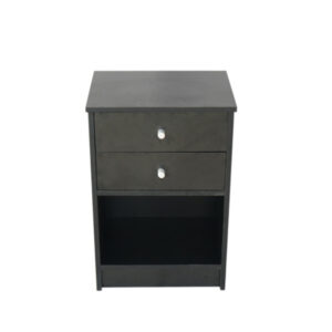 Round Handle Two-tier Drawer Side Cabinet - Black
