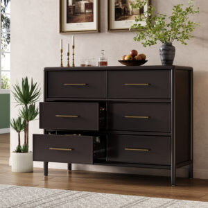Storage Cabinet, Stylish Style, Suitable For Living Room And Dining Room Entrance, Large Size, 6 Drawers, Dark Brown
