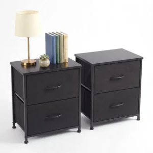 2-Pack 2/4-Drawer Dresser with Metal Frame & Wood Top, FabricStorageOrganizer,Black