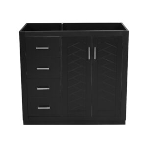 36'' Bathroom Vanity, Solid Wood Frame Bathroom Storage Cabinet, Freestanding Vanity Set with 3 Drawers& Soft Closing Doors