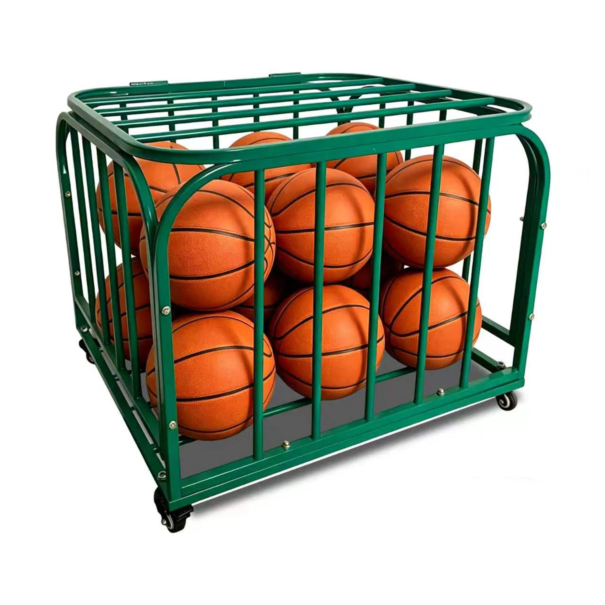 Ball Storage Cart, Basketball or Volleyball Storage Bin with Wheels, Basketball Holder Cage for Indoor and Outdoor, Gym, School, Club