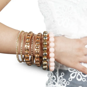 7-Piece Retro Burnished Gold Inlaid Rhinestones Bangle Bracelet Set