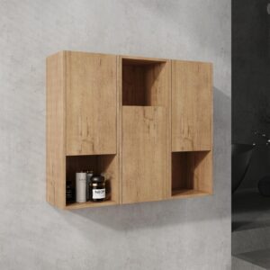 36 Bathroom Side Cabinet,Soft Close Doors,Float Mounting Design,Imitative Oak, KD-Packing