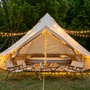 Oxford Bell Tent for Family Camping - Spacious 9.8ft Yurt with Stove Jack, Large Glamping Tents for 3-4 People, 4 Season Oxford Hot Tent Shelter Beige
