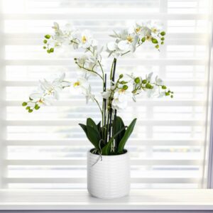 Artificial Orchid Arrangement In Ceramic Pot Home Decor Ornament