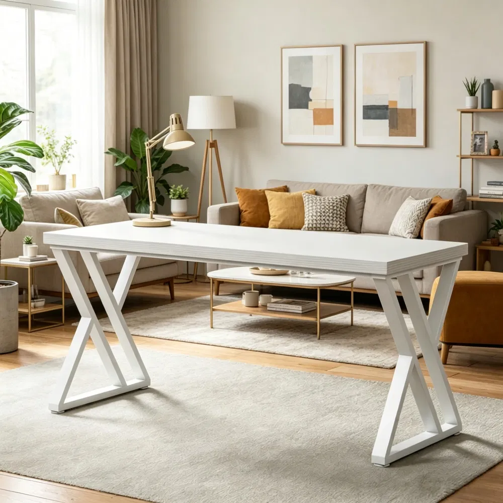 Rustic Office Desk with Adjustable Leg and Footpads 29.52 Inches X 55.12 Inches X 23.62 Inches