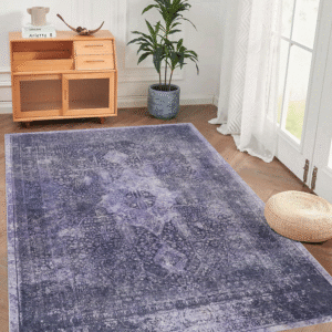 MAVAL Anthracite Washable Rug 5x8 Area Rug Anthracite, 5' X 8'