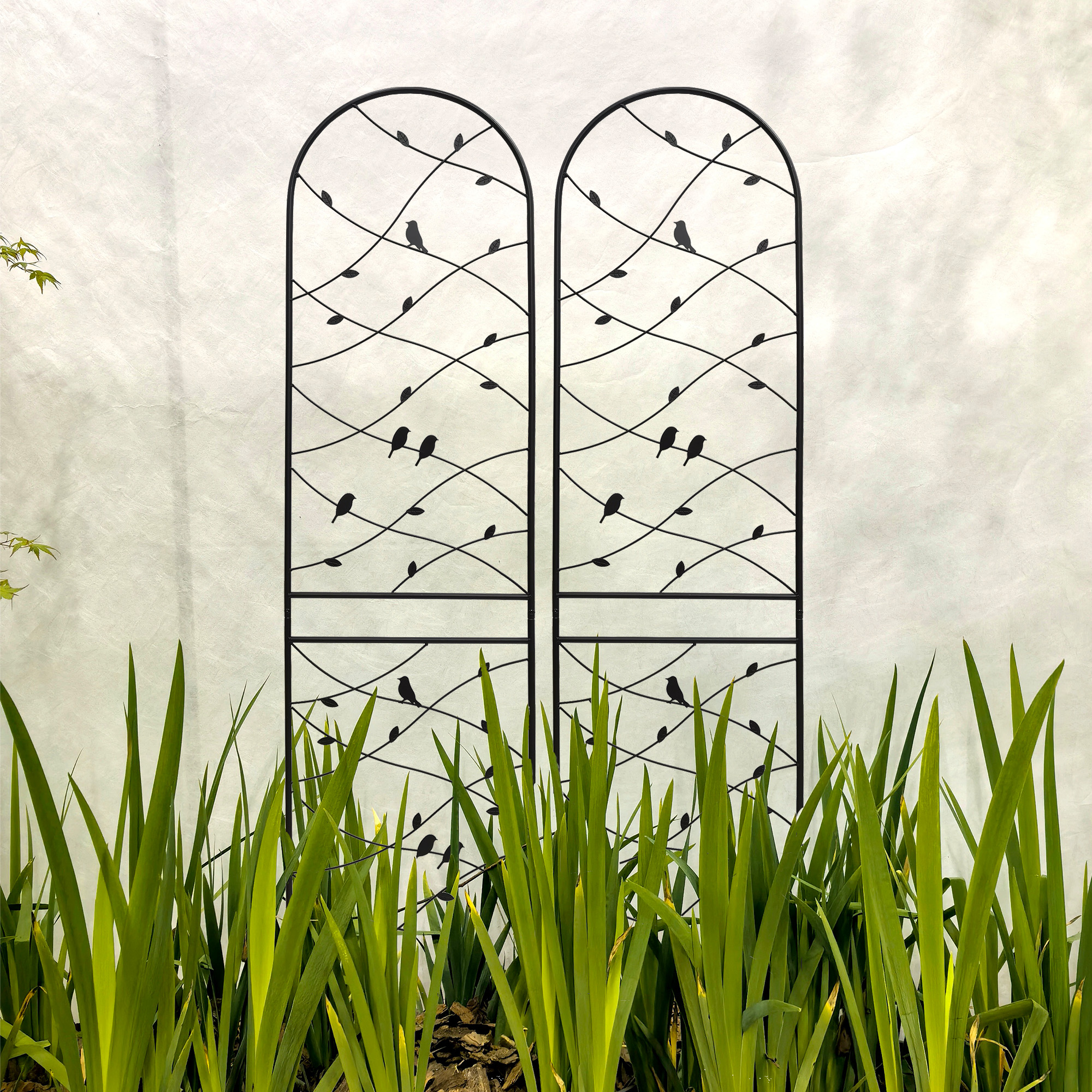 2 Pack Metal Garden Trellis 86.7 X 19.7 Rustproof Trellis For Climbing Plants Outdoor Flower Support Bird Deco Black