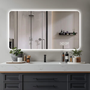 Wall Mounted LED Lighting Mirror Bathroom Mirror Full-length Mirror Makeup Mirror, Three Color Lighting Dimming IP44 Waterproof Anti Fog Touch 24 X48 Inches