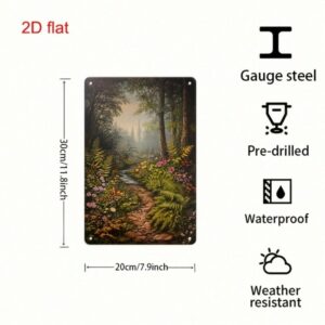 1pc Vintage Forest Path Metal Sign 7.9x11.8, Rustproof 2D Flat Poetic Plaque