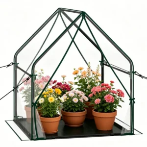 36" x 36" x 43" Mini Outdoor Greenhouse with Detachable PE Bottom Mat, HeavyDuty Metal Frame Small Grow Tent with Wind Ropes & Ground Stakes for Garden Balcony Patio