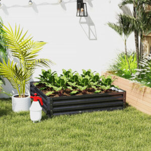 Galvanized Raised Garden Bed, 4 x 4 x 1 Metal Planter Box, for Growing Vegetables, Flowers, Herbs, Succulents, Gray