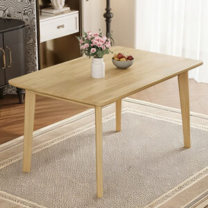 Rustic Farmhouse DiningTable - Solid Wood Frame, Minimalist Retro Dining Table For Dining Room, Living Room, Natural