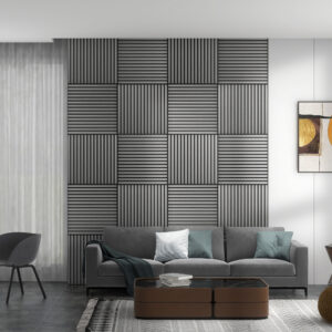 24"x24" Wood Panels for Wall, 4 Pack Acoustic Panels, Sound Absorbing Slat Wall For Interior Wall Decor, Home, Gray