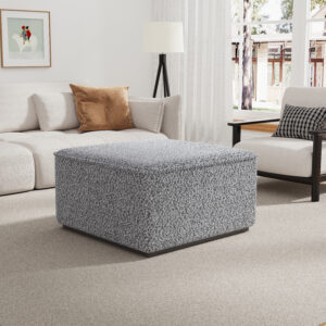 Square Upholstered Ottoman With Black Solid Wood Rubber Feet