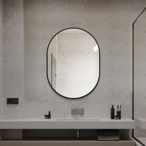 24 X 32 Capsule Bathroom Mirror, Framed Vanity Mirror With Aluminum Frame, Vertical Wall Mounted Mirror