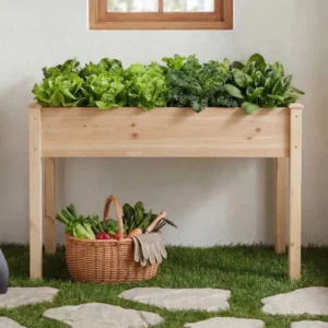 Raised Garden Bed - Cedar Planter with Non-Woven Liner, Bottom Drainage, 30-Inch Height, 48 x 24 x 30 in Sizes for Outdoor PlantsWood
