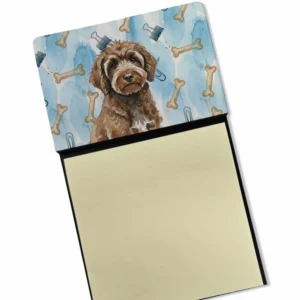 Brown Portuguese Water Dog Coworker Watercolor Sticky Note Holder Refillable Dispenser Desk Accessory 3x3 Pad Gift