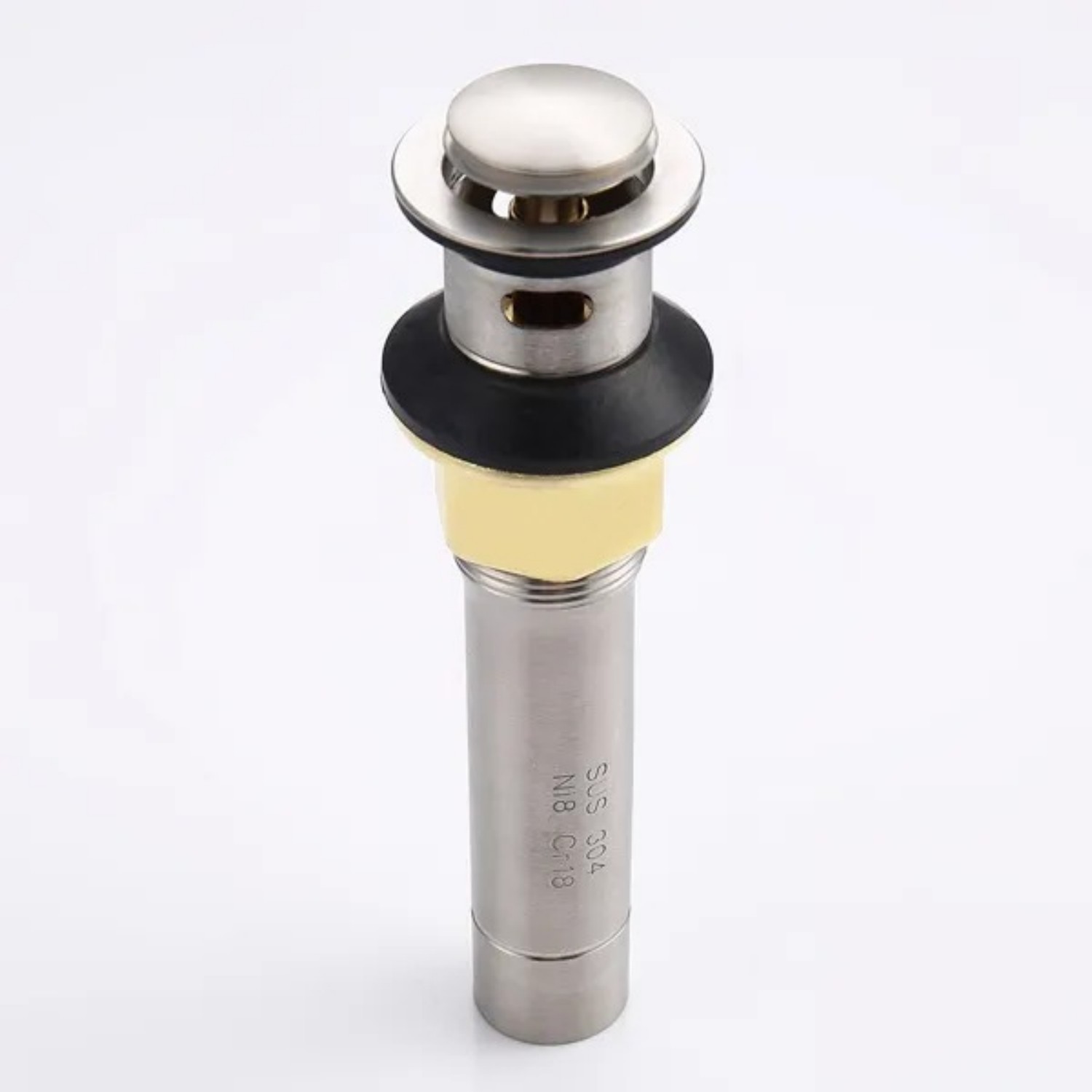 Pop-Up Drain Stainless Steel With Overflow Anti-Clogging For Vessel Sink Lavatory Vanity Sink Drain With Strainer Basket Brushed Nickel