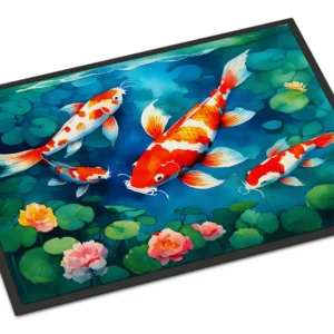 Koi Fish Doormat Front Door Mat Indoor Outdoor Rugs for Entryway, Non Slip Washable Low Pile, 24H X 36W