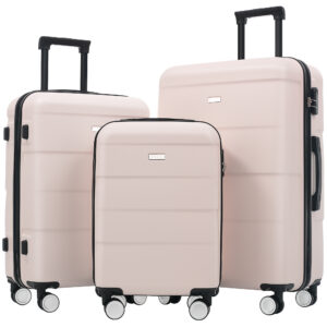 Hardshell Luggage Sets 3 Piece Double Spinner Wheels Suitcase With Handle Password Lock, Lightweight 20-24-28 Luggages