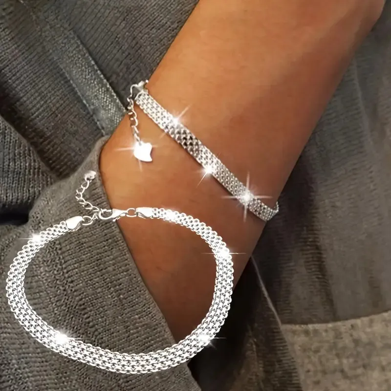 Random Mesh Chain Bracelet, Elegant Embossed Design | Adjustable Jewelry for Women, Suitable for Daily and Formal Occasions