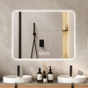 28x36 Inch Bathroom Mirror With Led Lights Front And Backlit, Anti-Fog Lighted Vanity Mirrors For Wall Mounted, 3 Colors And 5 Level Dimmable, Horizontal Vertical