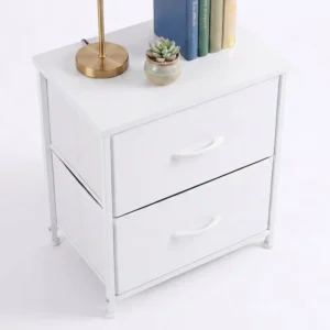 2/4-Drawer Dresser with Metal Frame & Wood Top, FabricStorageOrganizer, White