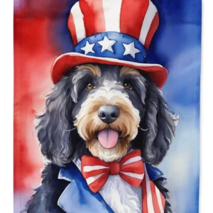 Bernedoodle Patriotic American Garden Flag Mailbox Flag Decorative Yard Flag Banner Outside Patio Artwork Yard Flower Beds, Garden Size, Multicolor