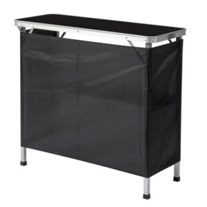 Portable Folding Bar Table With Shelf, Tradeshow Podium Table With Black Skirt And Carrying Bag, For Indoor Outdoor Party Picnic Exhibition, Black