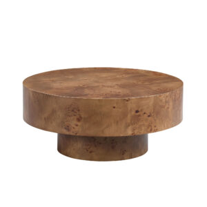 31.49 Burl Wood Veneer Coffee Table And Sturdy Pedestal For Living Room Office Apartment Walnut