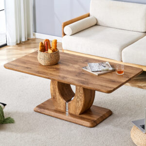 Modern Simple Luxury Rectangular Coffee Table In Wood Color. The Computer Desk. The Game Table. Suitable For Dining Room, Living Room, Terrace, Kitchen. 47 Inx 25.6in18in