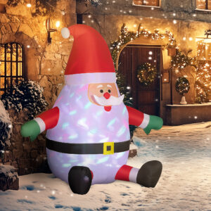 6 Blow-Up Outdoor Yard Display, Inflatable Christmas Santa Claus with Rotating Magic Ball Light for Garden Party