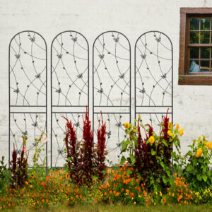 4 Pack Metal Garden Trellis 86.7 X 19.7 Rustproof Trellis For Climbing Plants Outdoor Flower Support Butterfly Deco Black