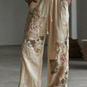 Women's Retro Floral Patchwork Art Casual Pants