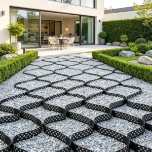 17.06 x 8.86 FT Gravel Grid, Permeable Geo Grid Driveway Stabilizer for Garden, Patio & RV Parking