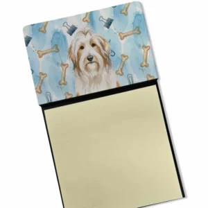 White and Tan Bearded Collie Coworker Watercolor Sticky Note Holder Refillable Dispenser Desk Accessory 3x3 Pad Gift