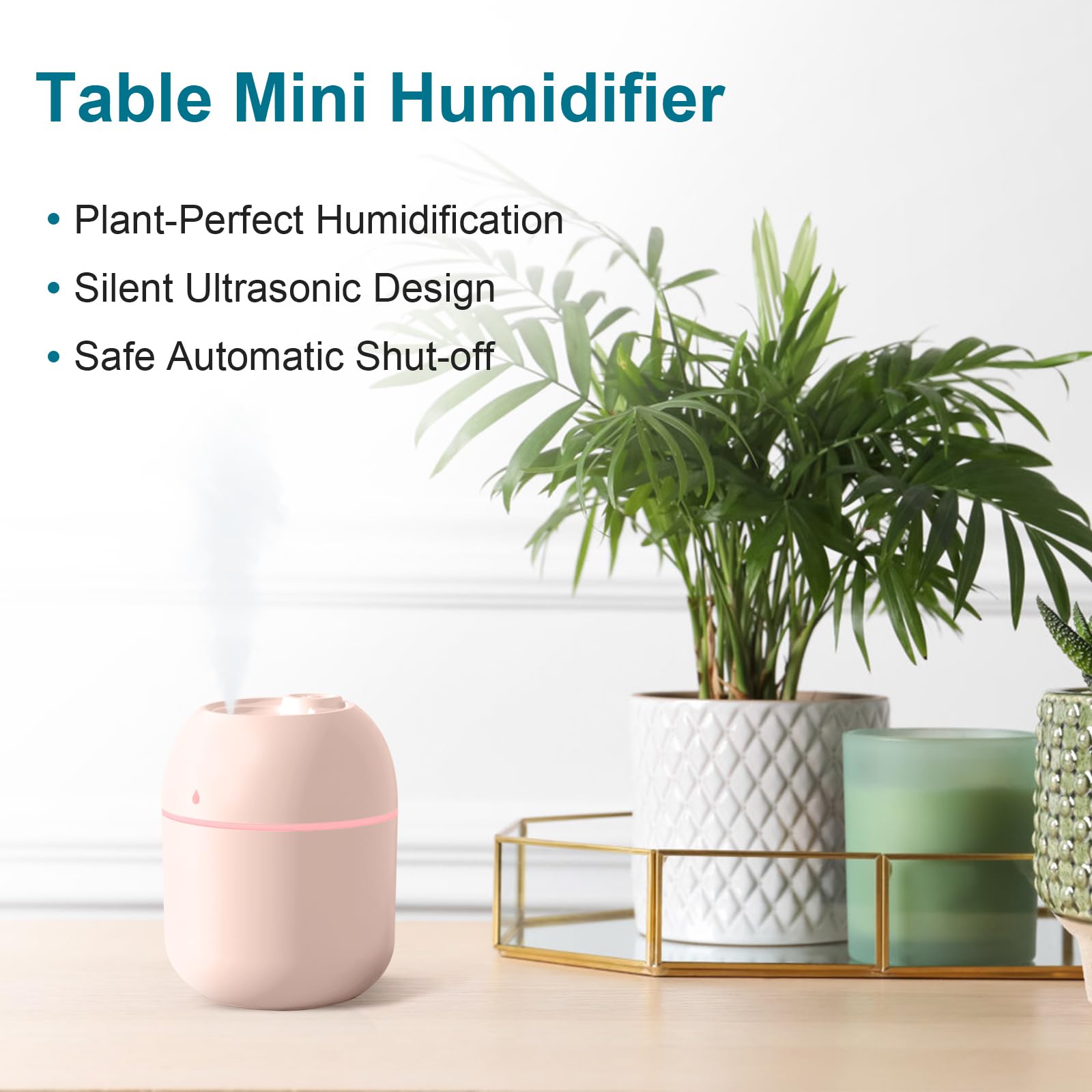 Portable Mini Humidifier, 220ml,Small Cool Mist Humidifier, USB Personal Desktop Humidifier For Bedroom Travel Office Home Random Colors