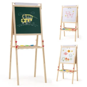 3-in-1 Art Easel Adjustable Double-sided Easel with 4 Paint Cups