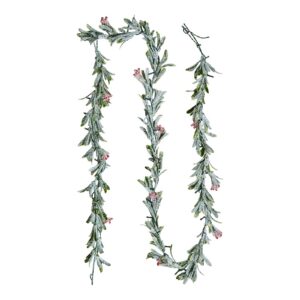 9Ft Christmas Garland With Realistic Vines Berries Olive Leaves And Light String