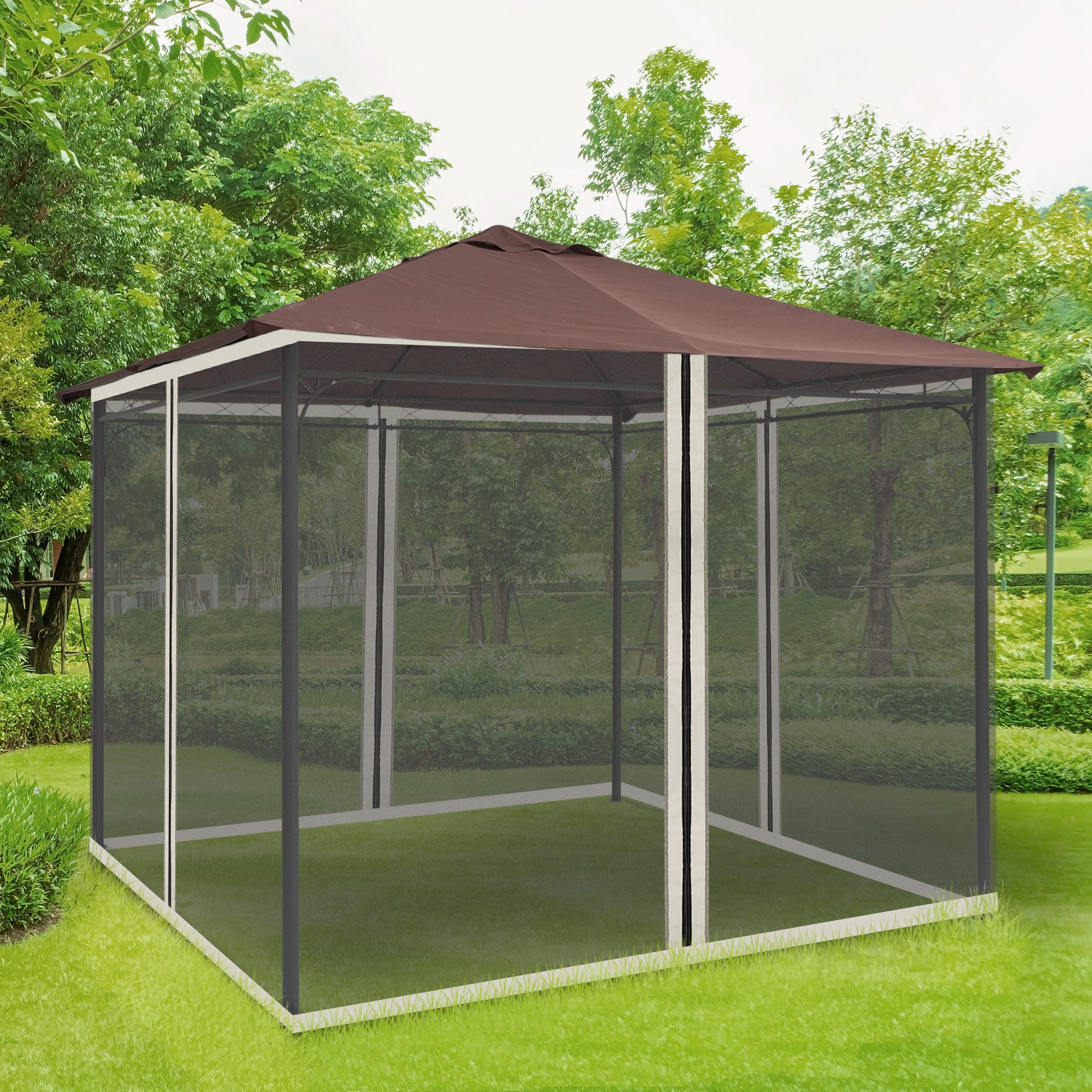10x10 Replacement Mesh Sidewall Netting for Gazebos and Canopy Tents with Zippers, Black