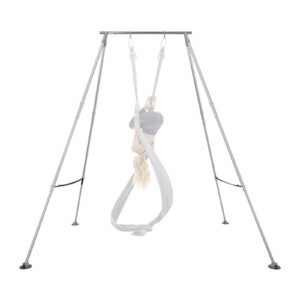 Yoga Stand Frame, Max 310 Lbs Load Swing Stand, Triangular Structure Pull Up Stands, Aerial Silk Stands With Height Adjustable & Aluminum Frame Legs, Stainless Steel Top Bar