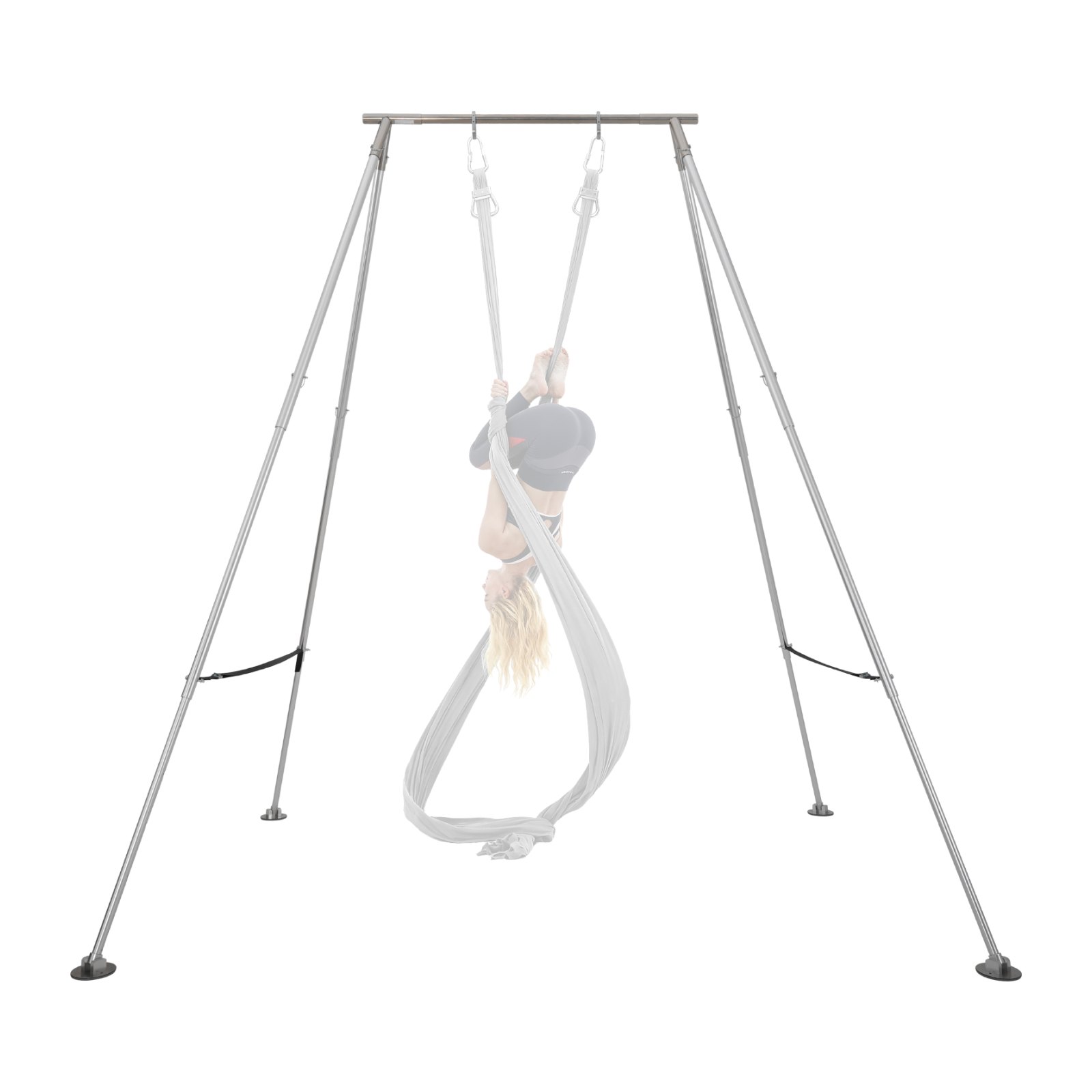 Yoga Stand Frame, Max 310 Lbs Load Swing Stand, Triangular Structure Pull Up Stands, Aerial Silk Stands With Height Adjustable & Aluminum Frame Legs, Stainless Steel Top Bar