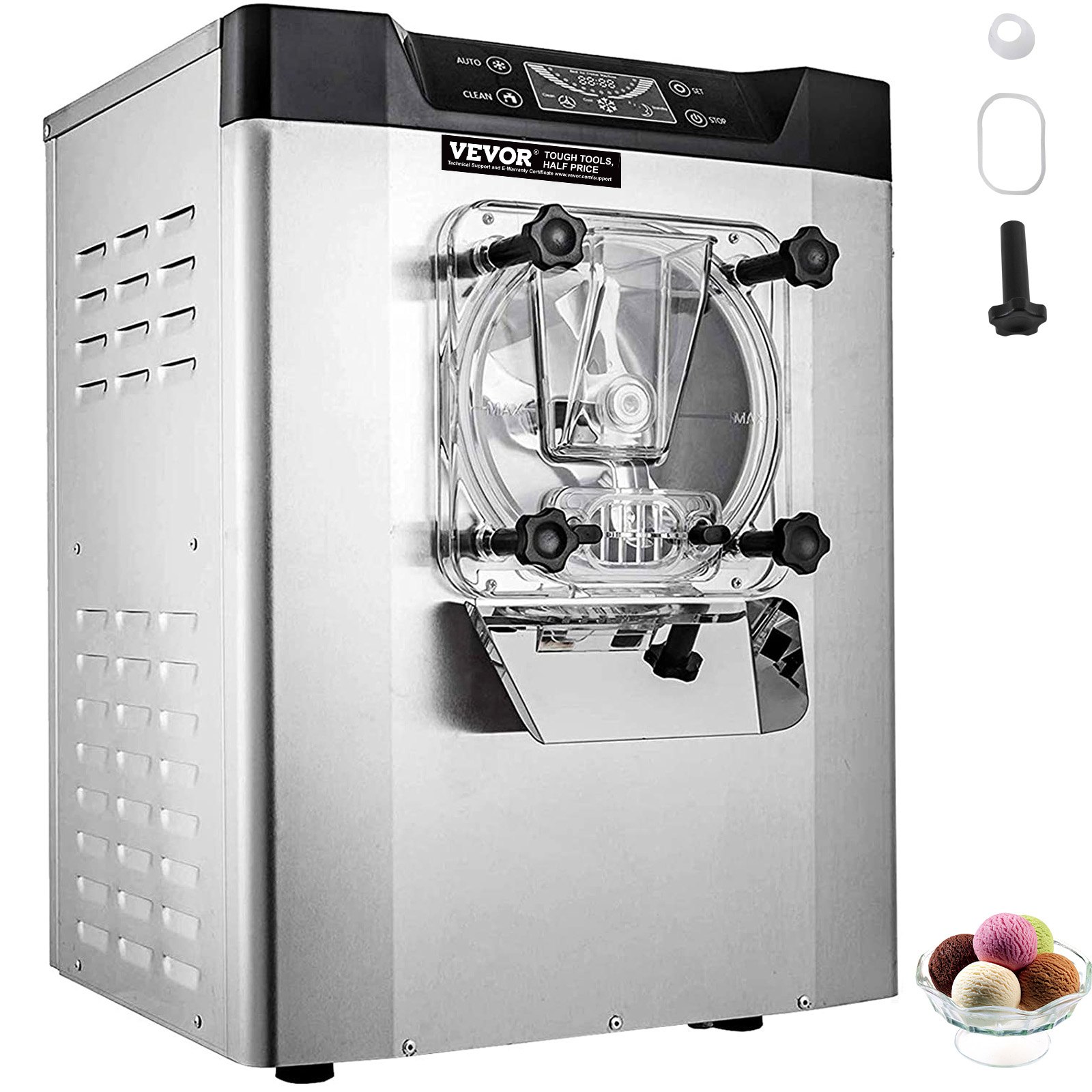 Commercial Ice Cream Machine 1400W 20/5.3 Gph Hard Serve Ice Cream Maker With LED Display Screen Auto Shut-Off Timer One Flavors Perfect For Restaurants Snack Bar Supermarkets