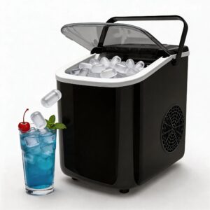 Portable Countertop Ice Maker Compact, Self-Cleaning, With Handle Fast Ice Production Electric Ice Maker For Home Kitchens, Bars, Camping, And RVs