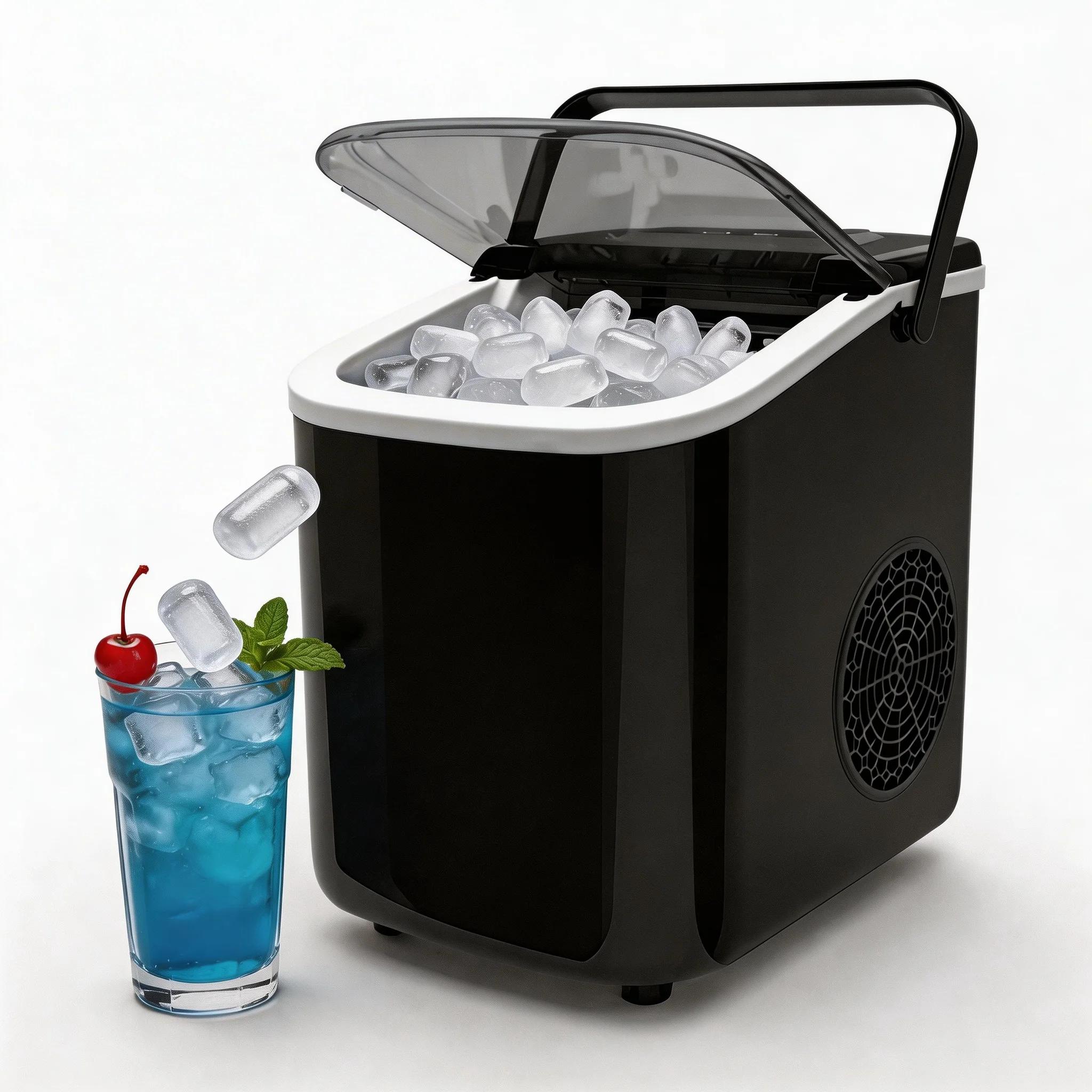 Portable Countertop Ice Maker Compact, Self-Cleaning, With Handle Fast Ice Production Electric Ice Maker For Home Kitchens, Bars, Camping, And RVs
