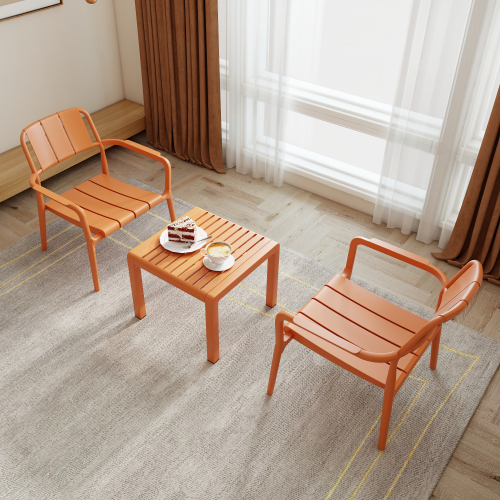 2-Piece PP Single Seater Chairs Coffee Table Set Indoor Outdoor Multi Purpose Furniture For Living Room, Balcony, Beach