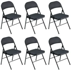 6pcs Elegant Foldable Iron & PVC Chairs For Convention & Exhibition Black